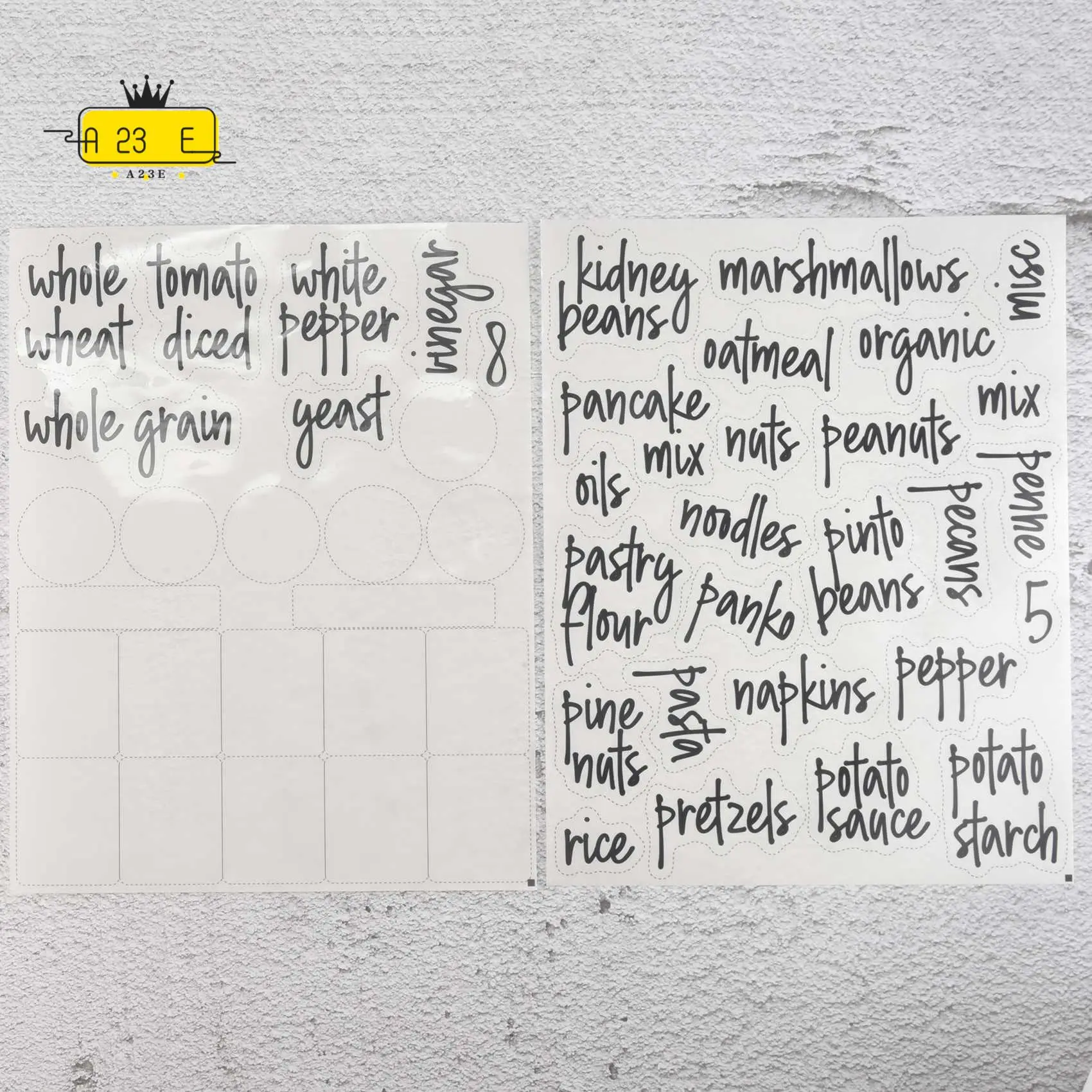 A23E-168PCS Pantry Label Printed Home Containers Jars Bottles Tags Waterproof Transparent Self-Adhesive Food Label Stickers