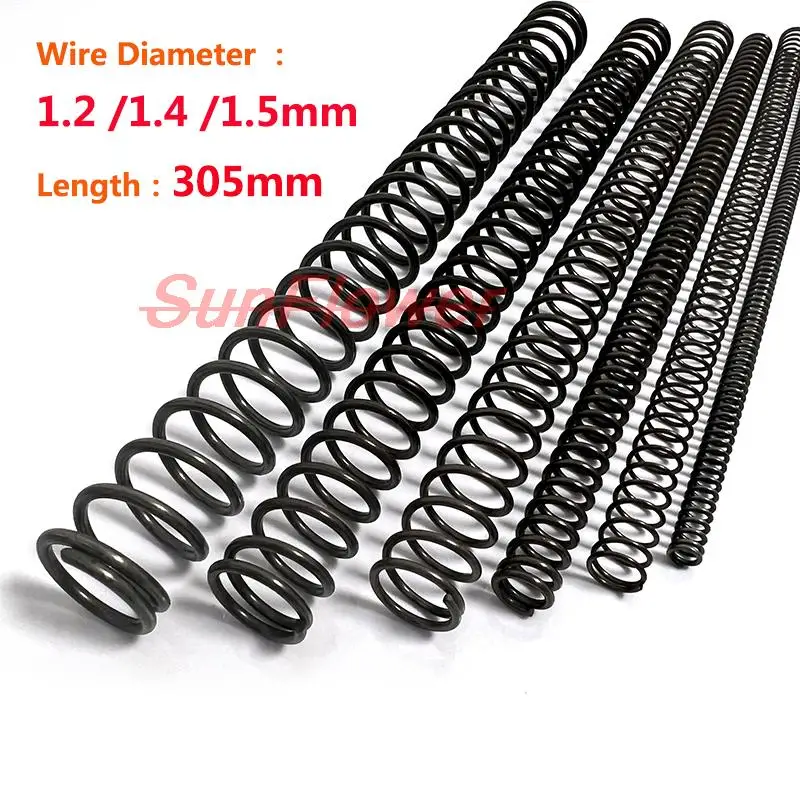 2PCS Wire Diameter 1.2/1.4/1.5mm Length 305mm Long Pressure Spring Y-type Compression Spring 65 Manganese Steel Pressure Spring