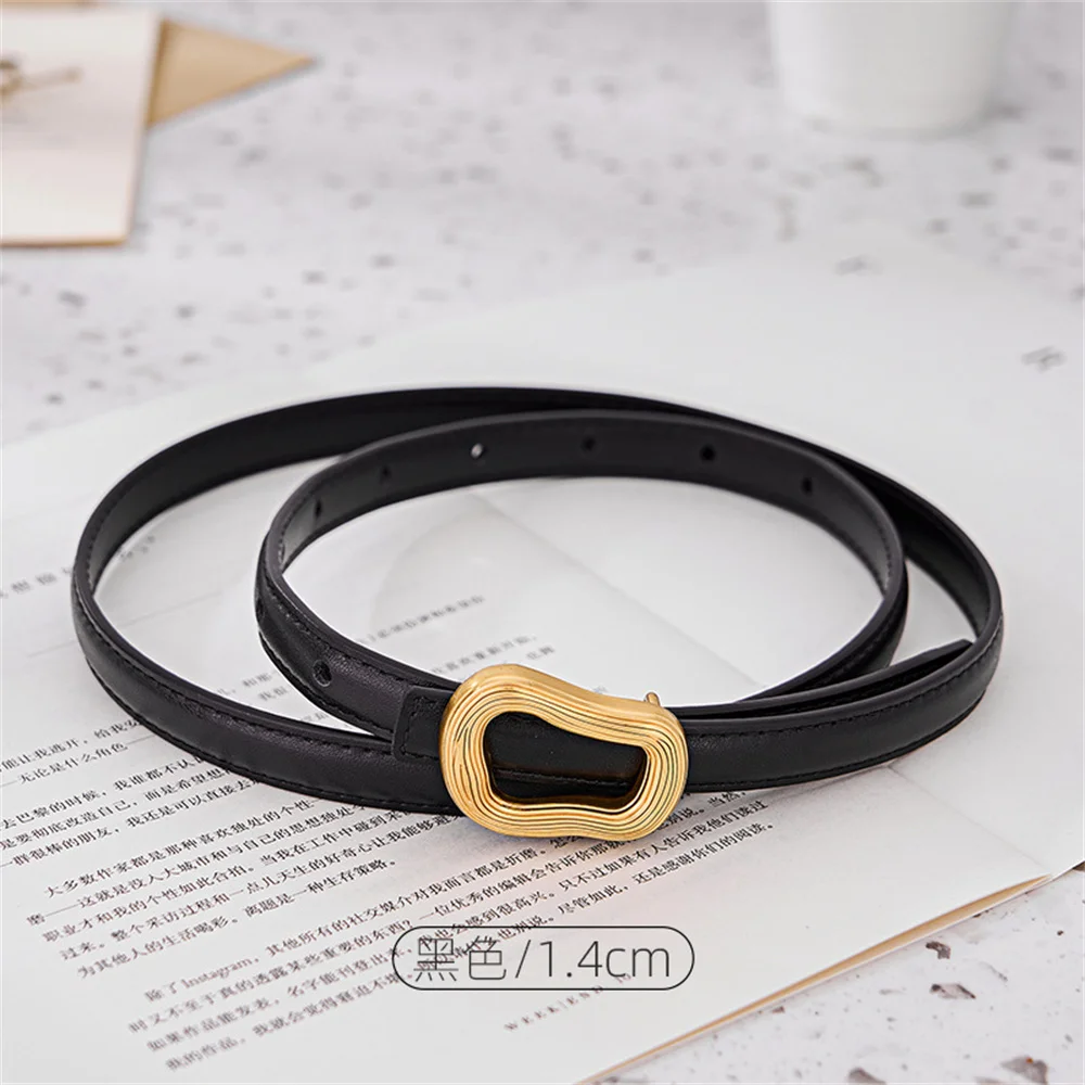 حزام أنيق للنساء، حزام بإبزيم معدني أنيق، حزام من الجلد الطبيعي، تصميم كاجوال، حزام خصر لتي شيرت جينز