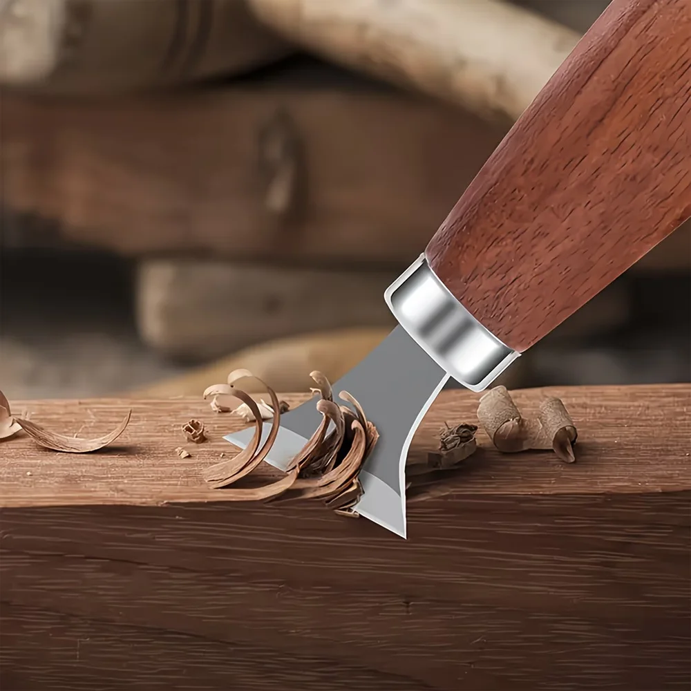6-teiliges Holzschnitzset mit Messern, Meißeln und Haken, DIY-Holzschnitzwerkzeugen, Handschnitzmesser-Set, tragbar, gebogen, für Anfänger im Schnitzen – Detail 5