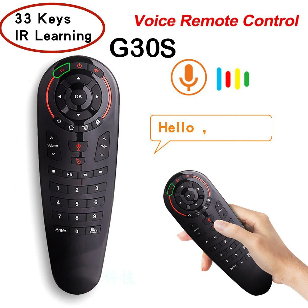 

NEW G30S Voice Air Mouse Remote Control 2.4G RF Wireless Mini Keyboard 33key IR Gyro TV Controller For Android X96 H96 TV Box PC