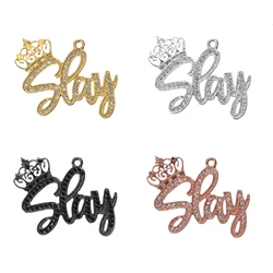 10pcs Aolly Letter SLAY Charms for DIY Bracelet Bangle Making LTC0467-LTC0470
