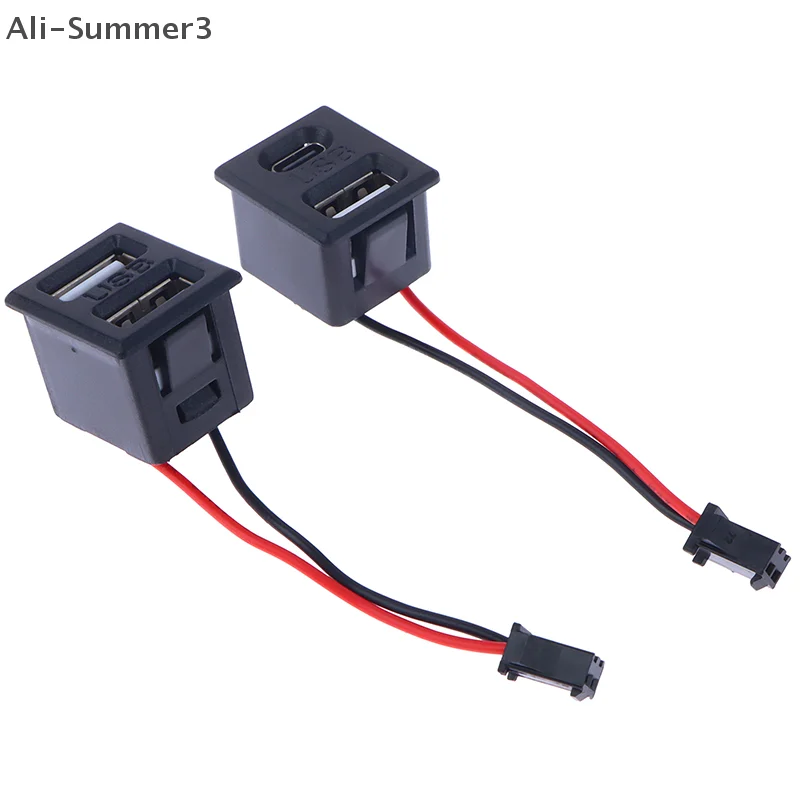 1Pc Double Layer USB Female Base Type-c Socket Female USB Lamp Charging Socket Power Socket with Cable Connector