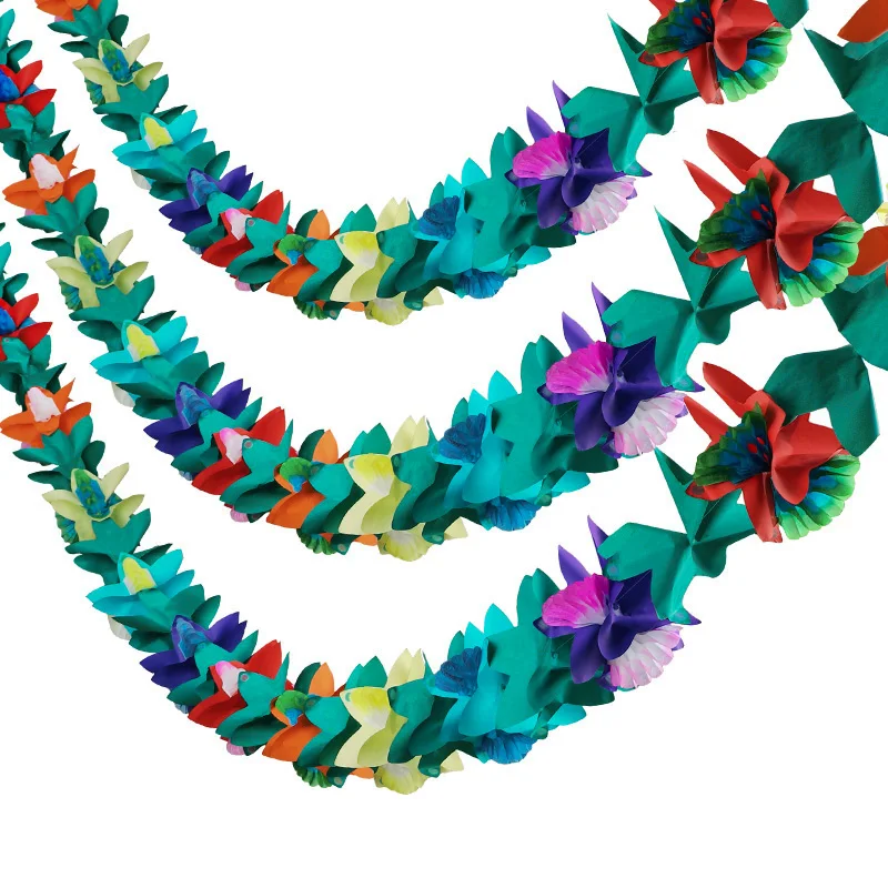 3 Meter Colorful Flower Paper Pull Flowers Garlands Baby Home Decor Hawaain Birthday Party Wedding Layout Venue Decoration
