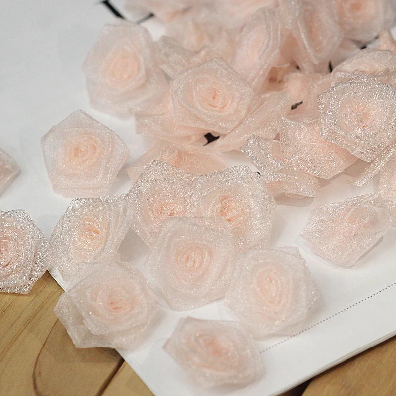 

Artificial Silk Flowers, Mini Rose Flower Heads, Wedding Car Decor, Manual DIY Clothing Decoration Accessories, 100Pcs per Bag