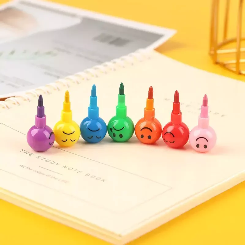 5*7 Color Crayons Cartoon Face Expression Candy Gourd Pen Children Students Painting Stationery School Office Supplies