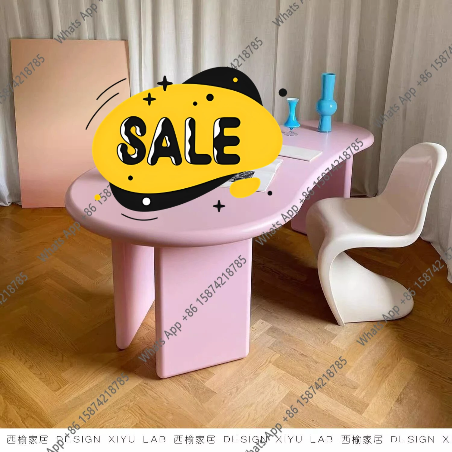 

Customizable Nordic oval solid wood dining table designer simple casual style home office desk