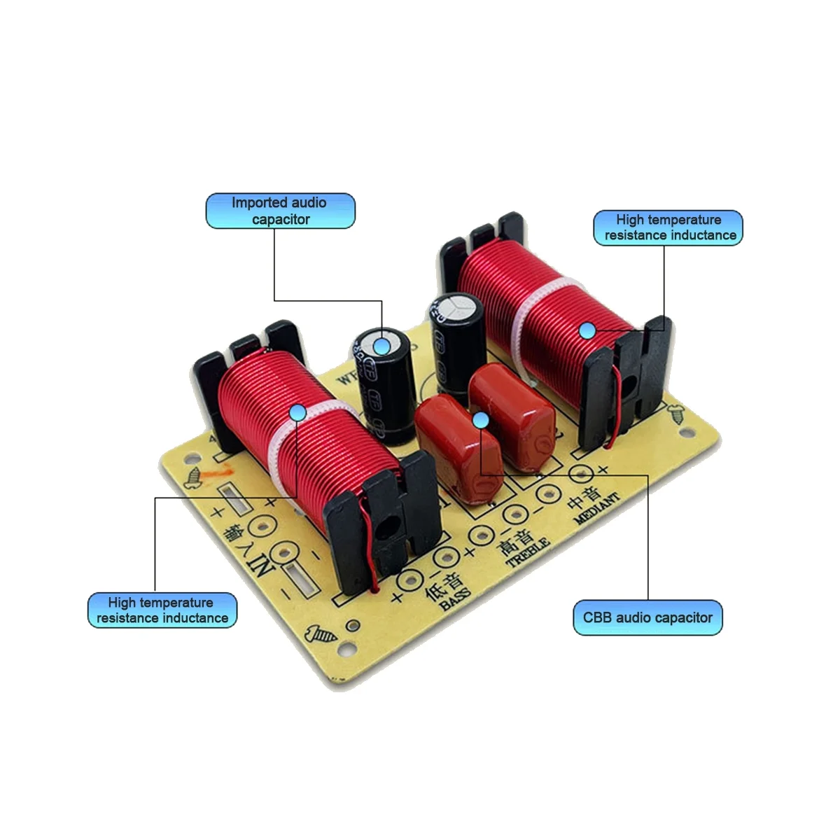 150W HiFi Crossover Filter Module WEAH-305 3 Way Speaker Frequency Divider for DIY Home Speaker Treble Medium Bass