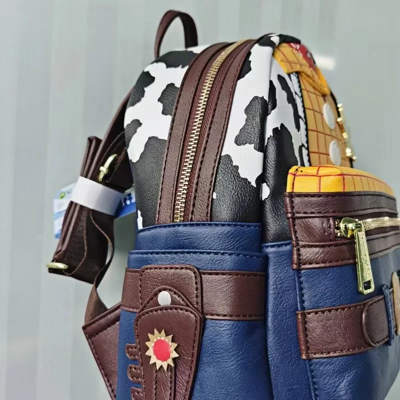 MINISO Disney Toy Story Sheriff Woody Cute Kids Backpack Mochila PU Leather Pack Travel Baby Handbag for Girls Shoulder Bag