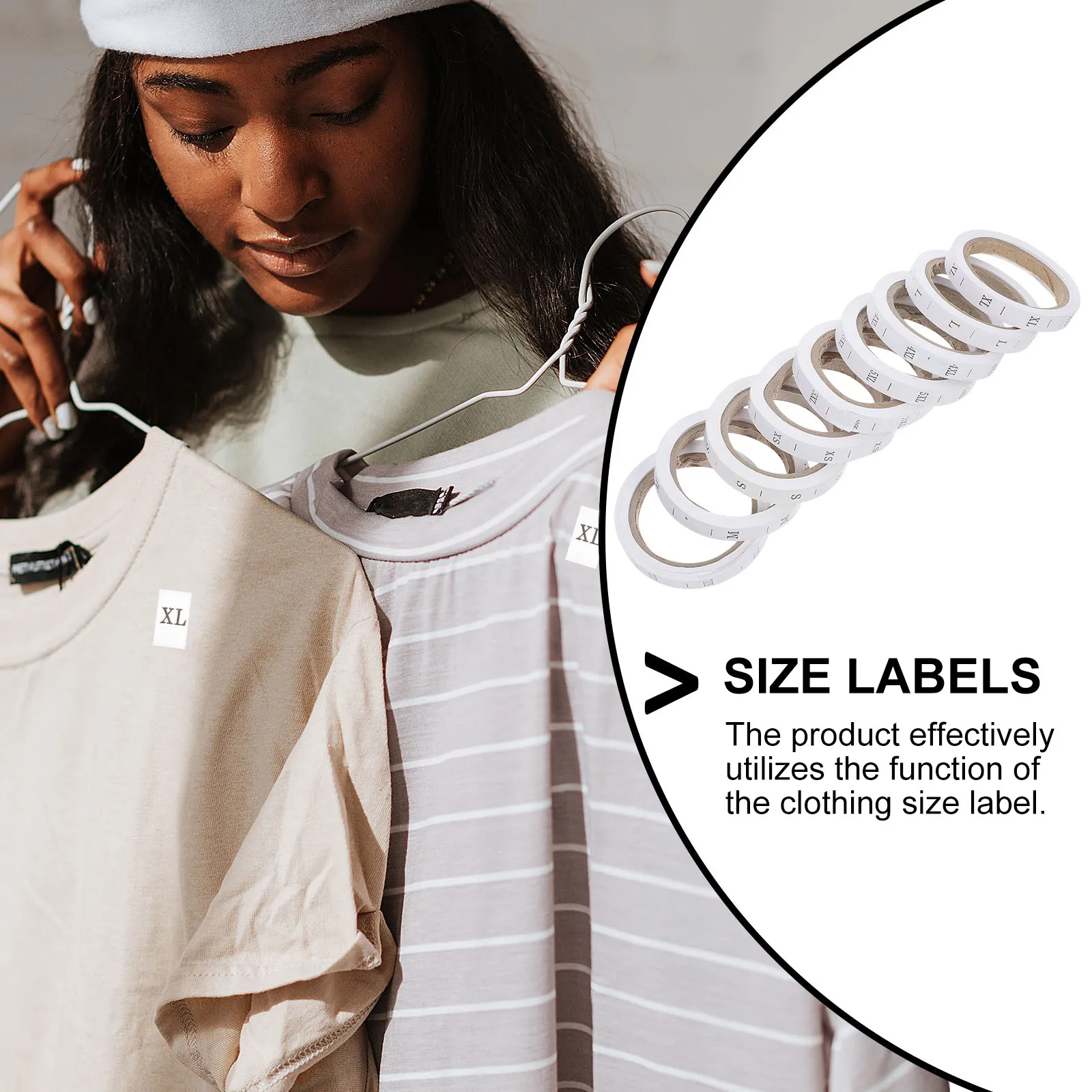 

8 Rolls Size Labels Paper Material Comfortable Safe for Clothing Tags Sewing Iron on Clothes Label Woven Garment Size Tags