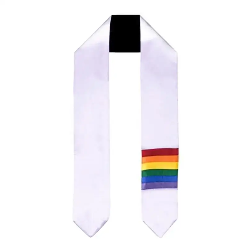 Rainbow LGBT Gay FLAG scarf Graduation Sash 180*14cm Bachelor Gown Accessory Satin Graduation Stole