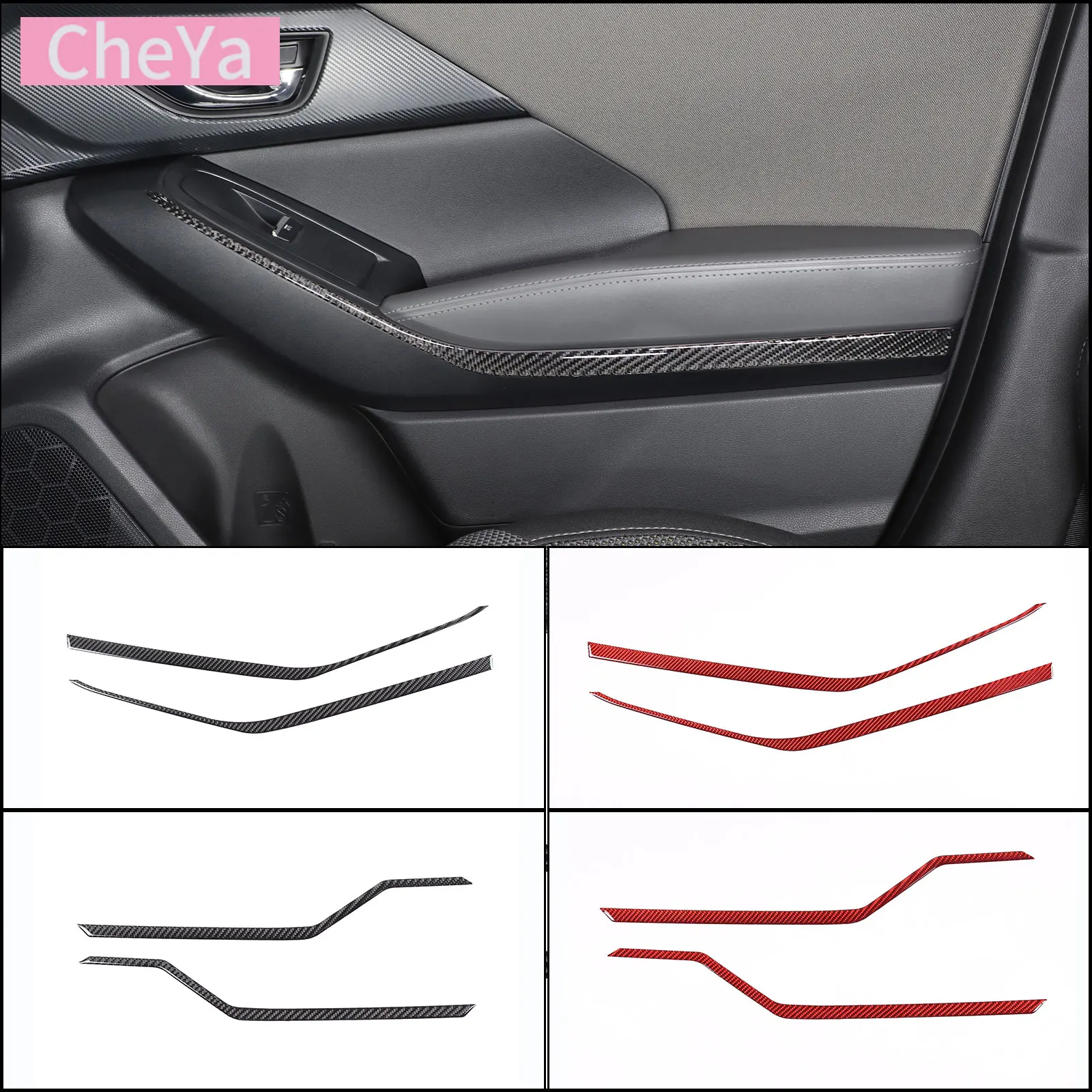 

cheya Soft Carbon Fiber Car Door Storage Slot Upper Side Decorative Strip for Subaru Crosstrek 2024+ Interior Accessories