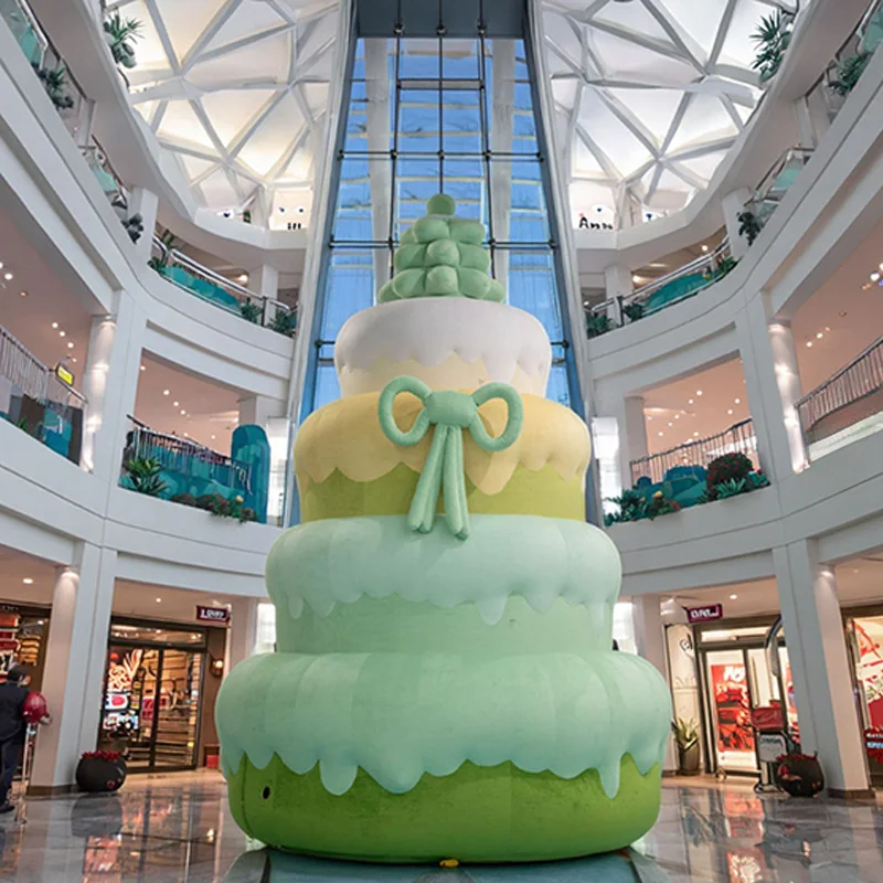 Inflatable cake with blower, custom design of inflatable advertisements for birthday cake cartoon anniversary event decoration