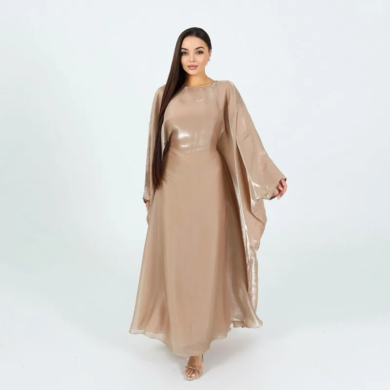 

Long Sleeve Solid Kaftan Round Neck Pullover Dress