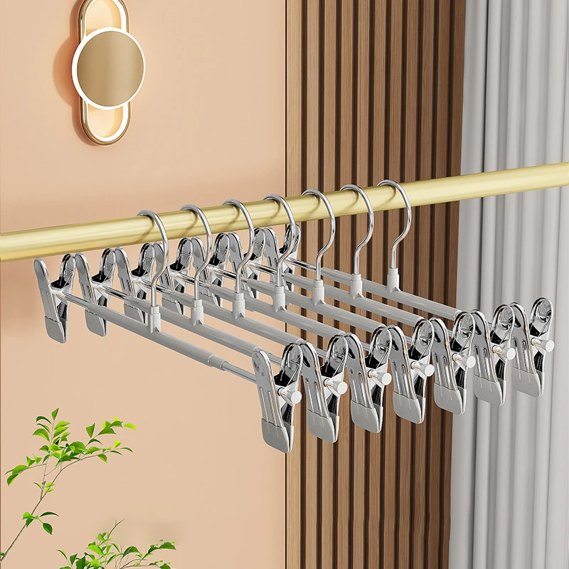 1PCS Windproof Metal Hanger For Clothes Home Pants Coat Non-slip Drying Hangers With Adjustable Clips Closets Storage Organizer