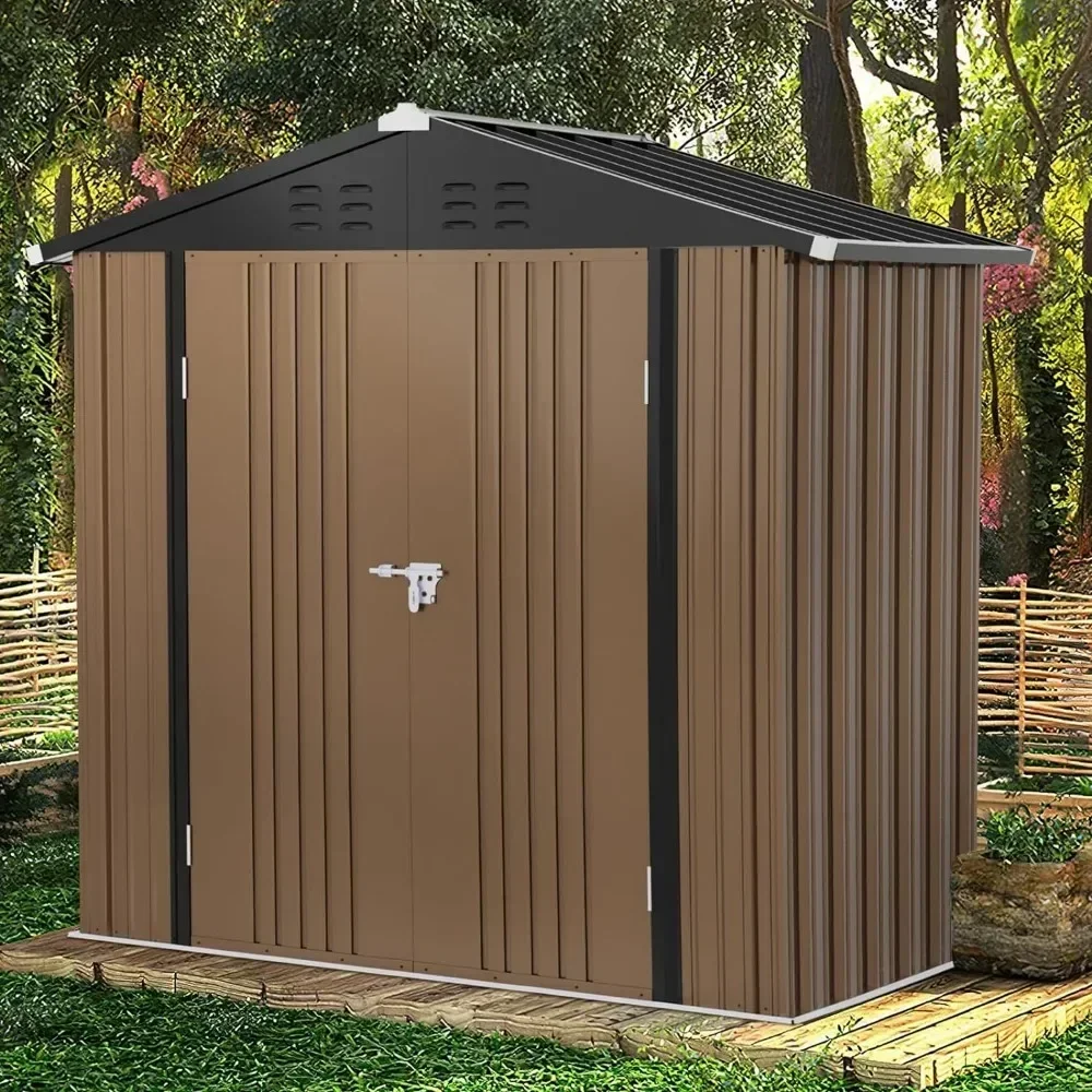 6' x 8 Storage Shed, Metal Sheds & Outdoor Storage Clearance, Utility and Tool Garden Shed with Lockable Doors for Backyard