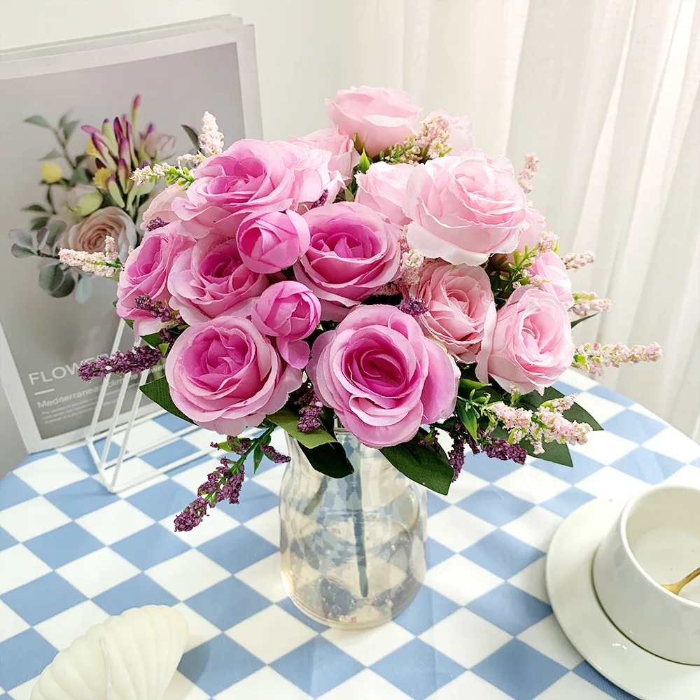 Künstliche Pfingstrose, rosa Rosen, Blumenstrauß, Seidenblumen für Hochzeit, Schreibtisch, Zimmer, Party, Blumenstrauß, gefälschte Blumenarrangements, Heimdekoration – Detail 4