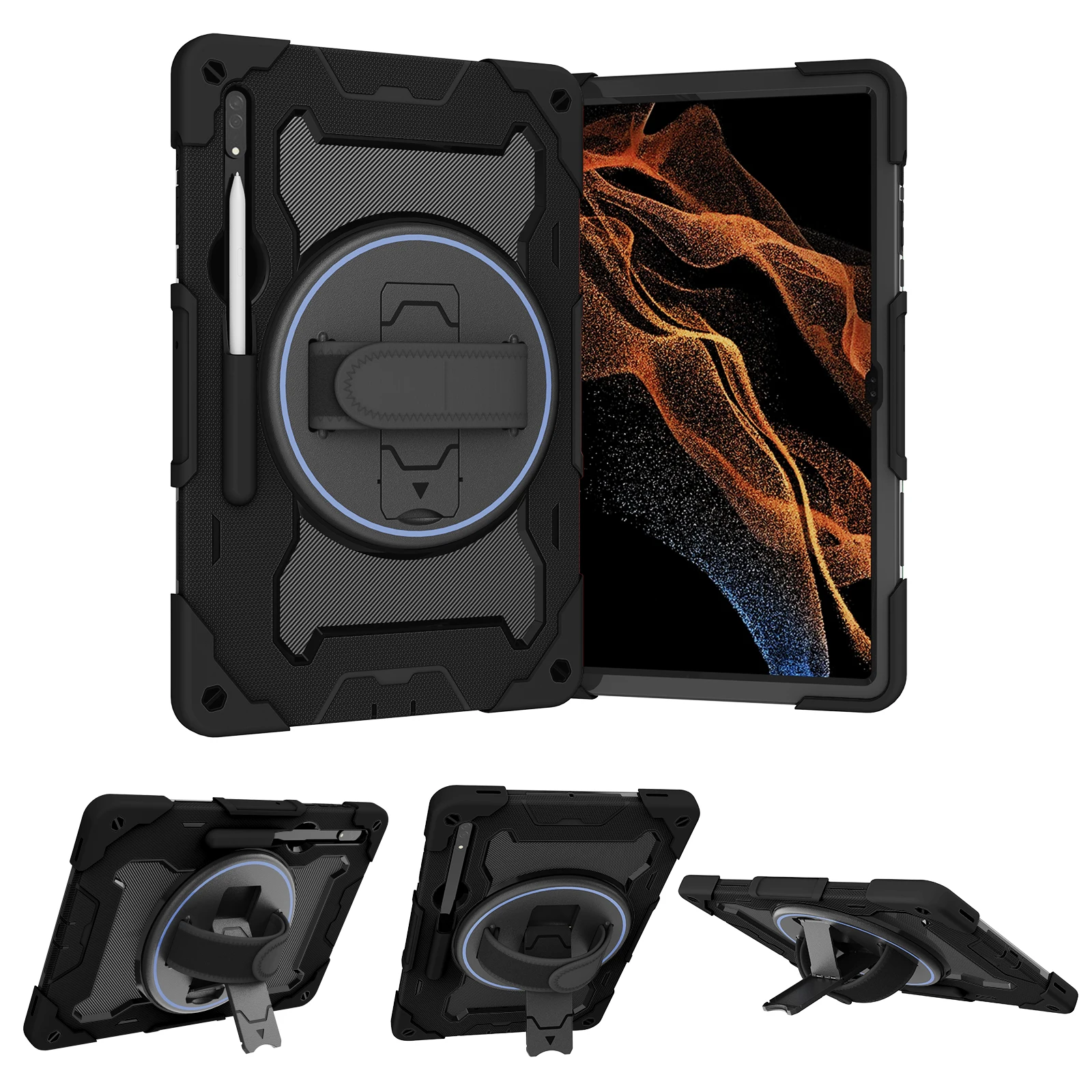 

Heavy Duty Case Universal For Samsung Galaxy Tab S10 S9 S8 Ultra 14.6" SM-X920 X926 X910 X916 X900 X906 360 Rotating Stand Cover