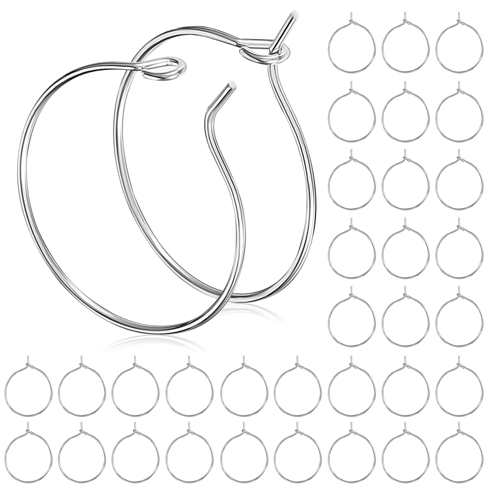 

200 Pcs Round Earrings Hoops Making Parts Round Beading Circles Open Hoops Alloy Earring Open Bezels DIY Gifts