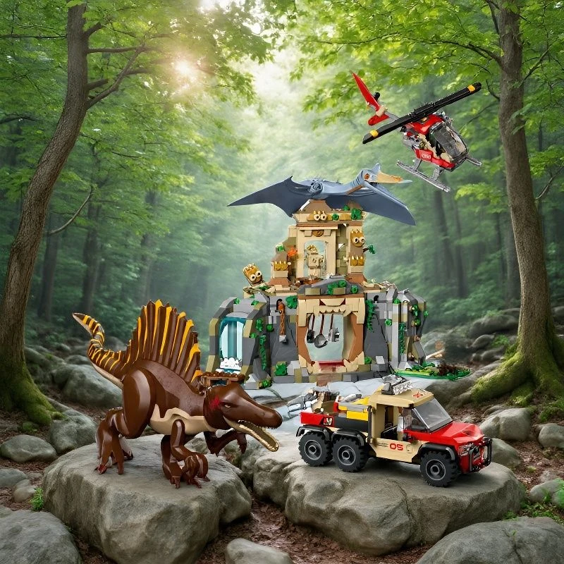 

2026 Wildlife Adventure Spinosaurus & Quetzalcoatlus Aerial Mission Building Blocks Model Assembly Toys Creative Gifts for Kids