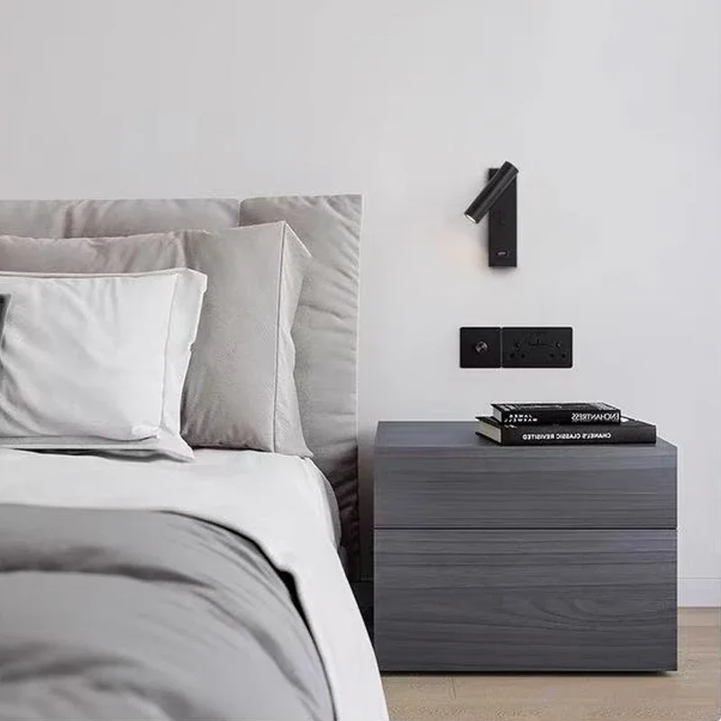 Modern Minimalist Hotel Bedroom Wall Lamp Bedside LED Reading Light with Rotary Switch Eye Protection Angle Spotlight Color Rend