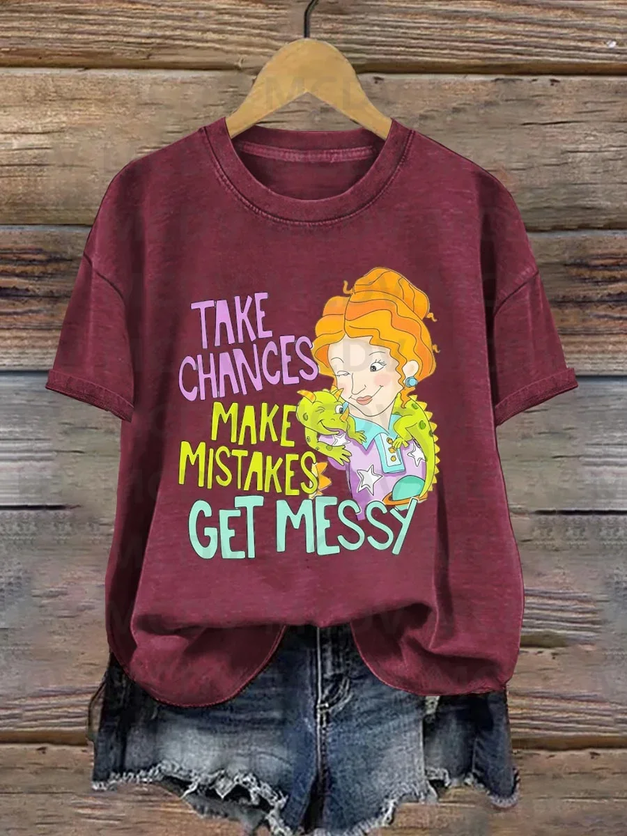 

Take Chances Make Mistakes Get Messy Witch Halloween Art Print T-shirt 3D All Over Printed Women's T Shirts