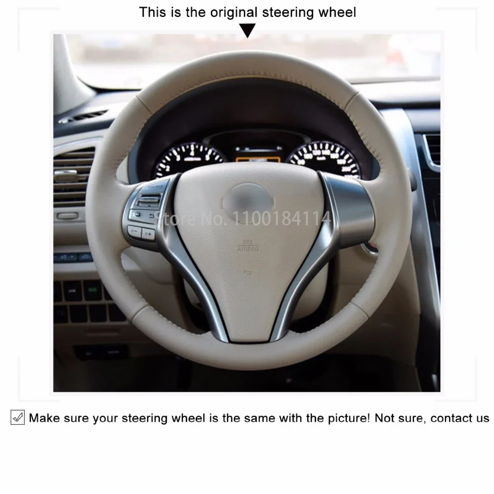 Hand-Sewn Non-slip PU Carbon Fiber Leather Car Steering Wheel Cover for Nissan Qashqai X-Trail Teana Altima Sentra 2014-2017