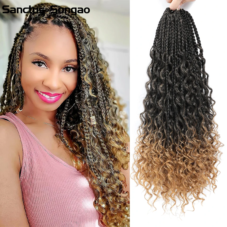 

Goddess Box Braids Crocher Hair 14 20 Inches Synthetic Boho Crochet Hair Bohemian Curly End Ombre Bohemian Crochet Braids Hair