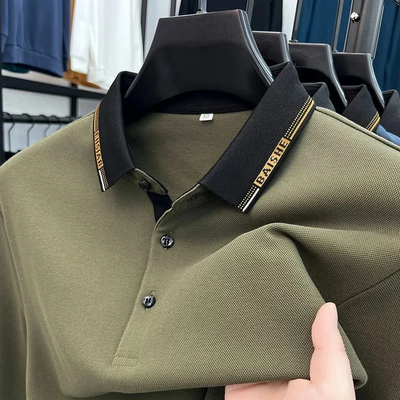 

Loose Spring and Autumn POLO Shirt Men 2025 New Youth Men's Trendy Tops Casual Long Sleeve T-shirt