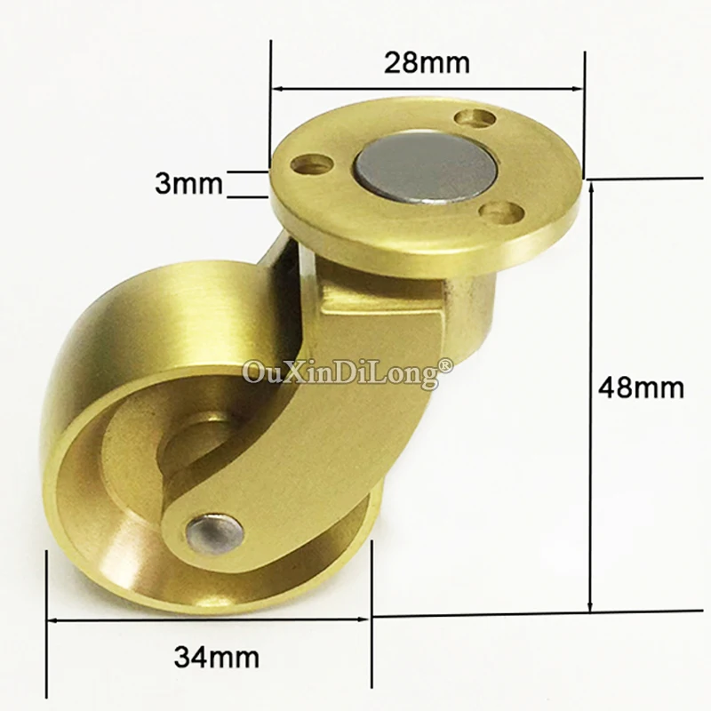 HOT 4PCS Dia 34mm Large Brass Wheels Universal Furniture Casters Table Chair Sofa Bar Pulleys Flexible Rotation Rollers Runners