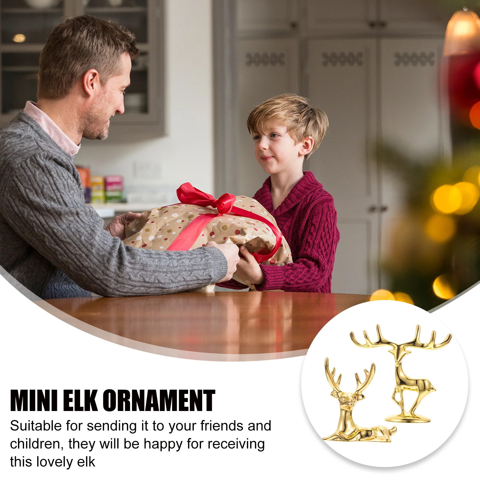 

4pcs Shape Xmas Gift Tabletop Deer Decoration Home Decor Desktop Golden Elk Xmas Gift Adornment Elk Christmas Decor
