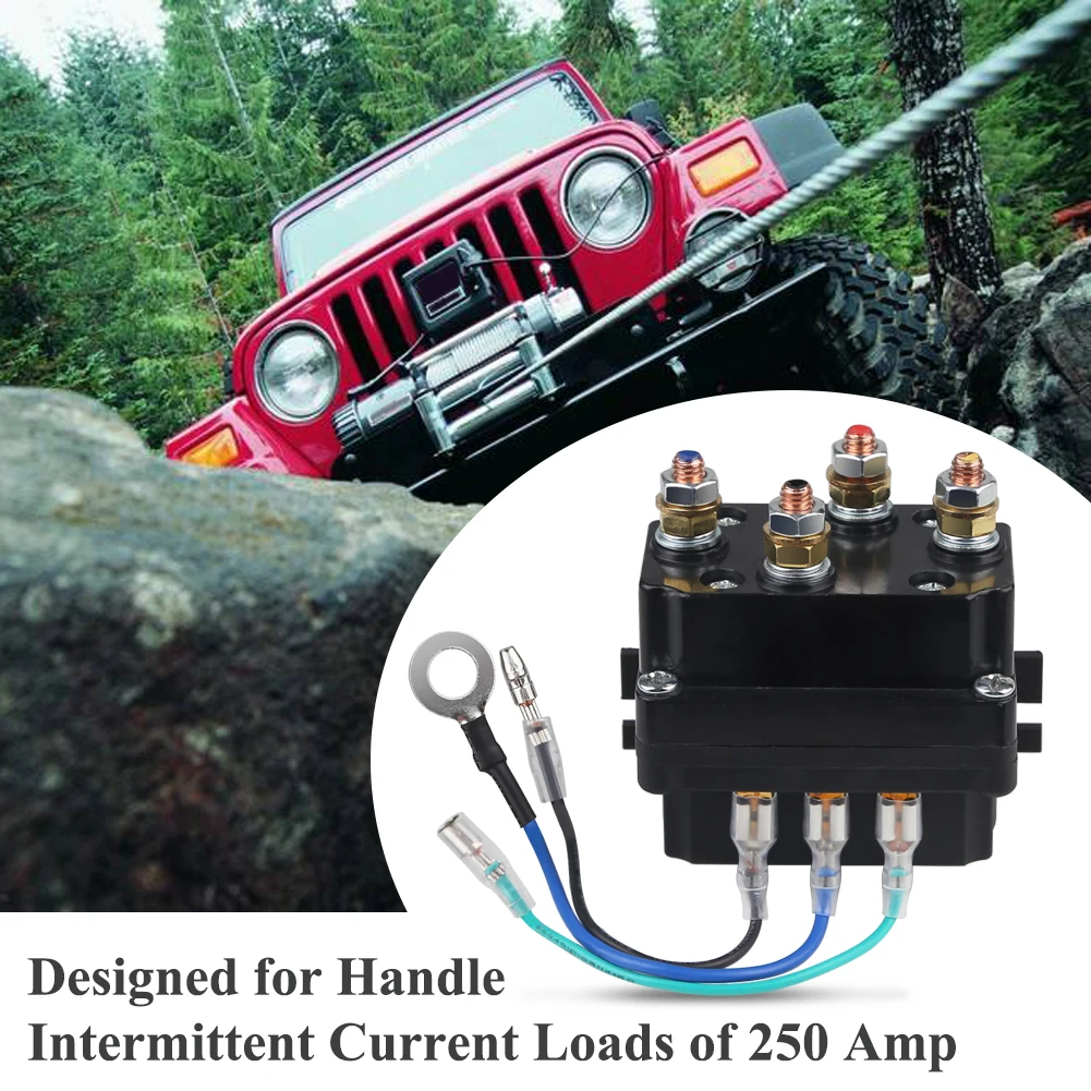 12V / 24V 250A Winch Solenoid Relay Contactor with 6 Protecting caps Universal for ATV UTV 1500-5000lbs Winch (250A)