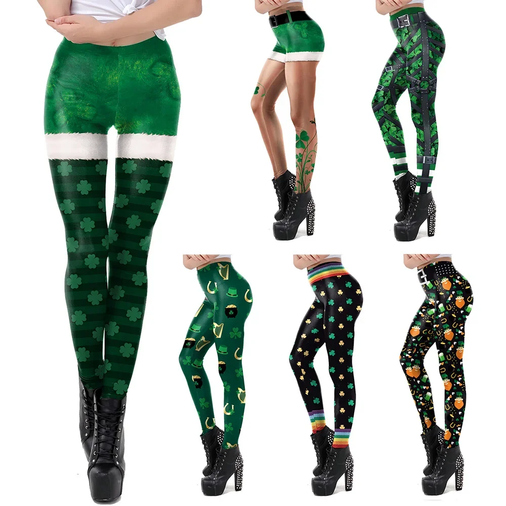 Leggings St. Patrick's Day  Women Clothing Sexy Skinny Four Leaf Clover Print Leggings for Girls