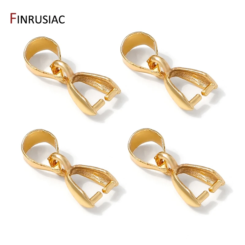 10/20/30pcs 14K Gold Plated Brass Pendant Pinch Clip Bails with Solder-On Pendant Bail For DIY Jewelry Making Accessories
