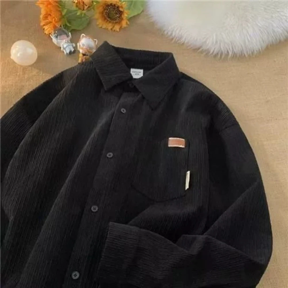 Casual Long Sleeve Shirt For Men Vintage Top Apricot Vintage Long Sleeve Regular Length Slight Stretch Fabric Solid Color