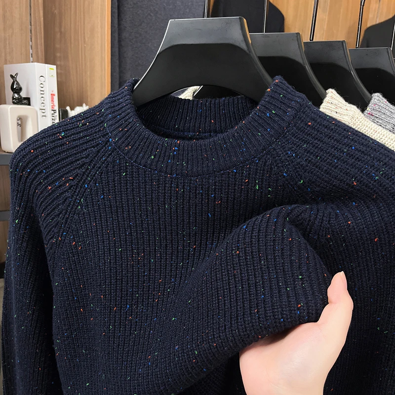 Men's Designer Sweater Round Neck Long Sleeve Knitted Pullover Solid Color Autumn Winter Fashion Casual Versatile Men's Clothing