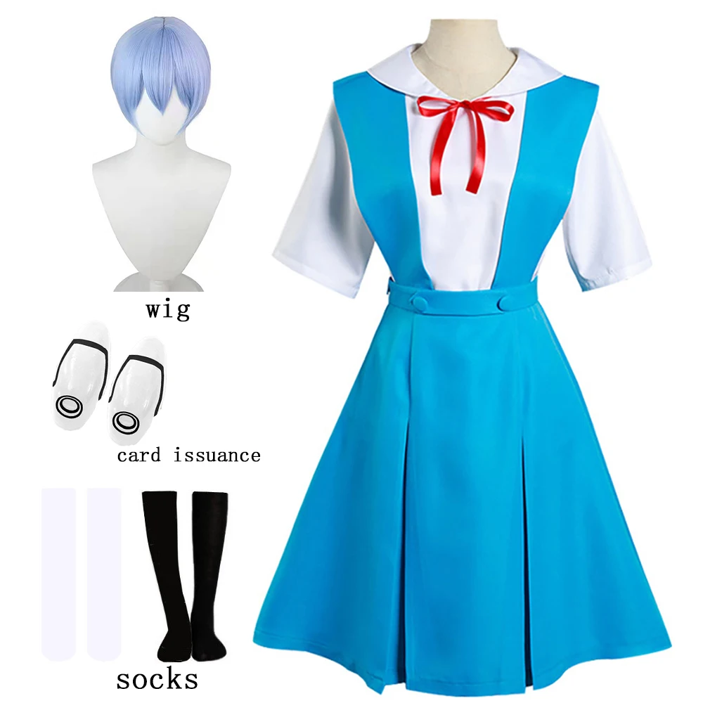 Anime Rei Ayanami Cosplay Costume Asuka Langley Soryu Role Playing School Uniform Wig Hair Clips Halloween Party Loli Clothing view 5