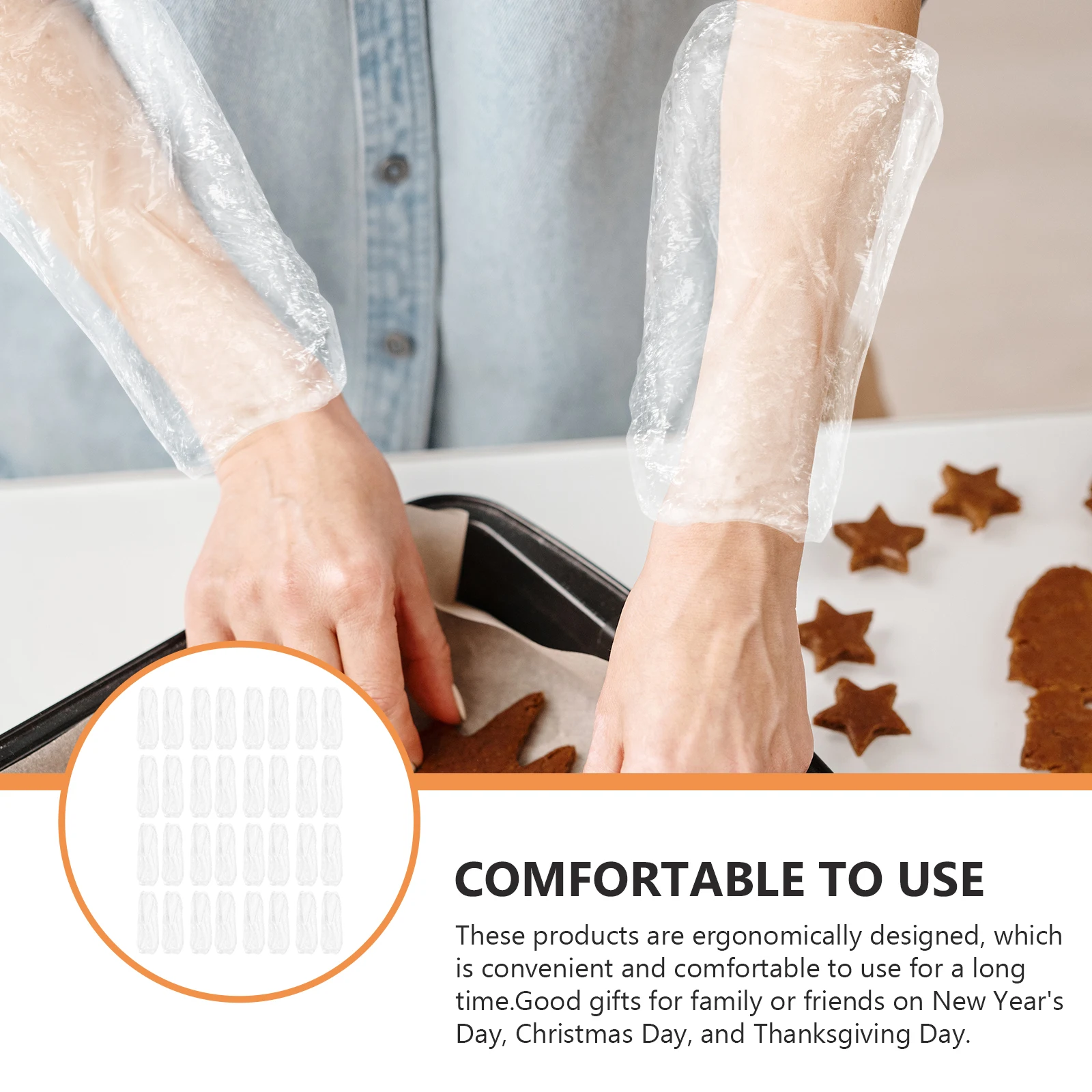 

100Pcs Transparent Disposable Pe Waterproof Sleeves Oil-Proof Protective Arm Covers for Spa Kitchen