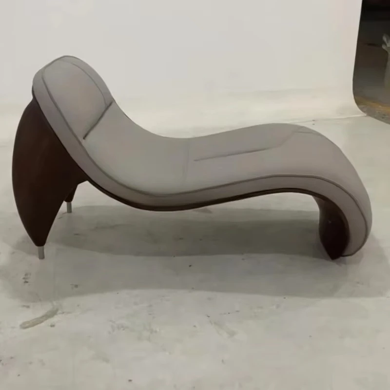 

Italian Indoor Modern Genuine Leather Chaise Longue Sofa Luxury Leather Lounge Living Room Chair for Bedroom