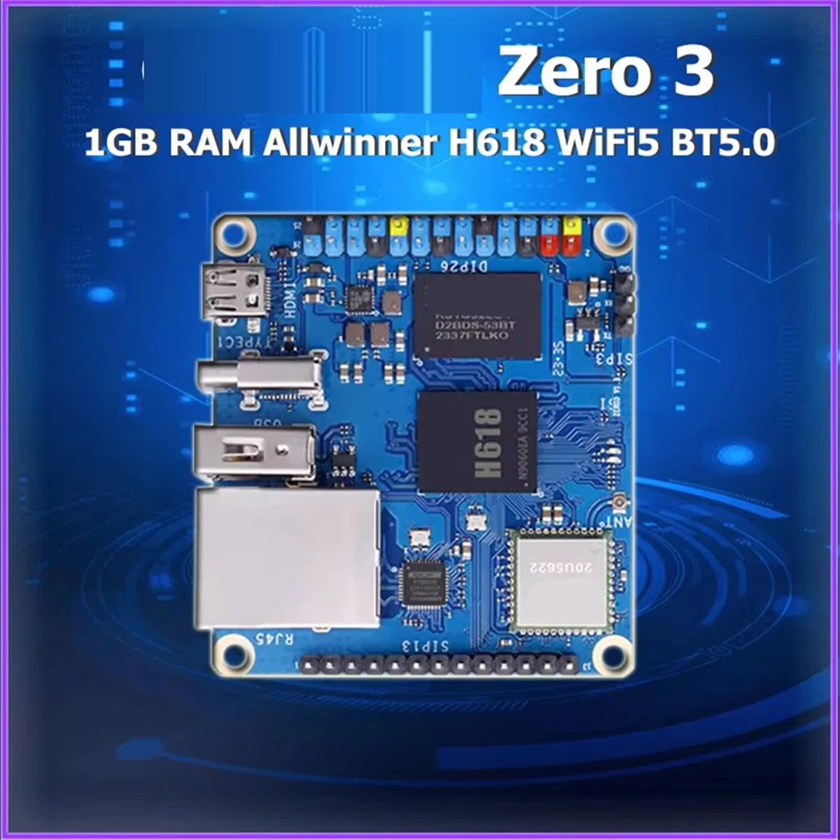 AB53 For Zero 3 1GB RAM Development Board DDR4 Allwinner H618 WiFi Bluetooth PC Zero3 Single Board Computer