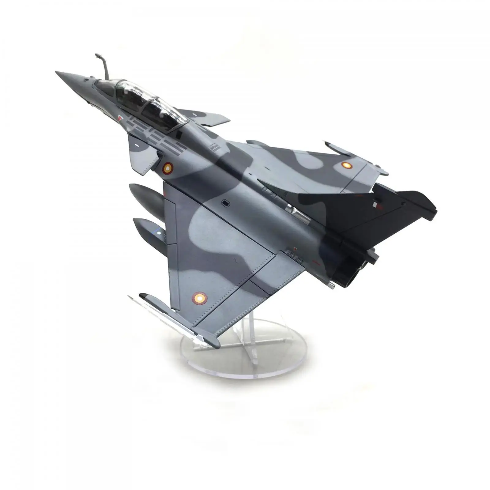 1:72 Rafale B Diecast Fighter Model Ornament Streamlined Body with Display Stand for Bookshelf Bedroom TV Cabinet Home Office