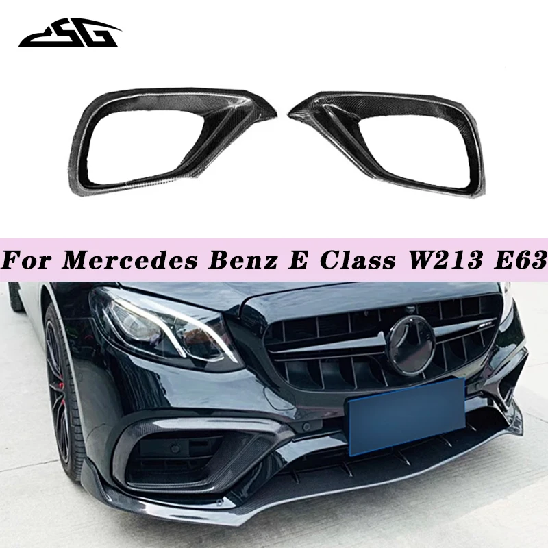 

Carbon Fiber Front Bumper Fog Lamp Bezel Cover For Mercedes Benz E Class W213 E63 AMG 2017-2019 Side Air Intake Vent Splitter