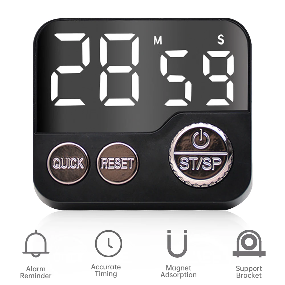 

Digital Countdown Timer LCD Large Screen Kitchen Timer Reminder with Switch Knob Magnetic Kitchen Cooking Timing Tool