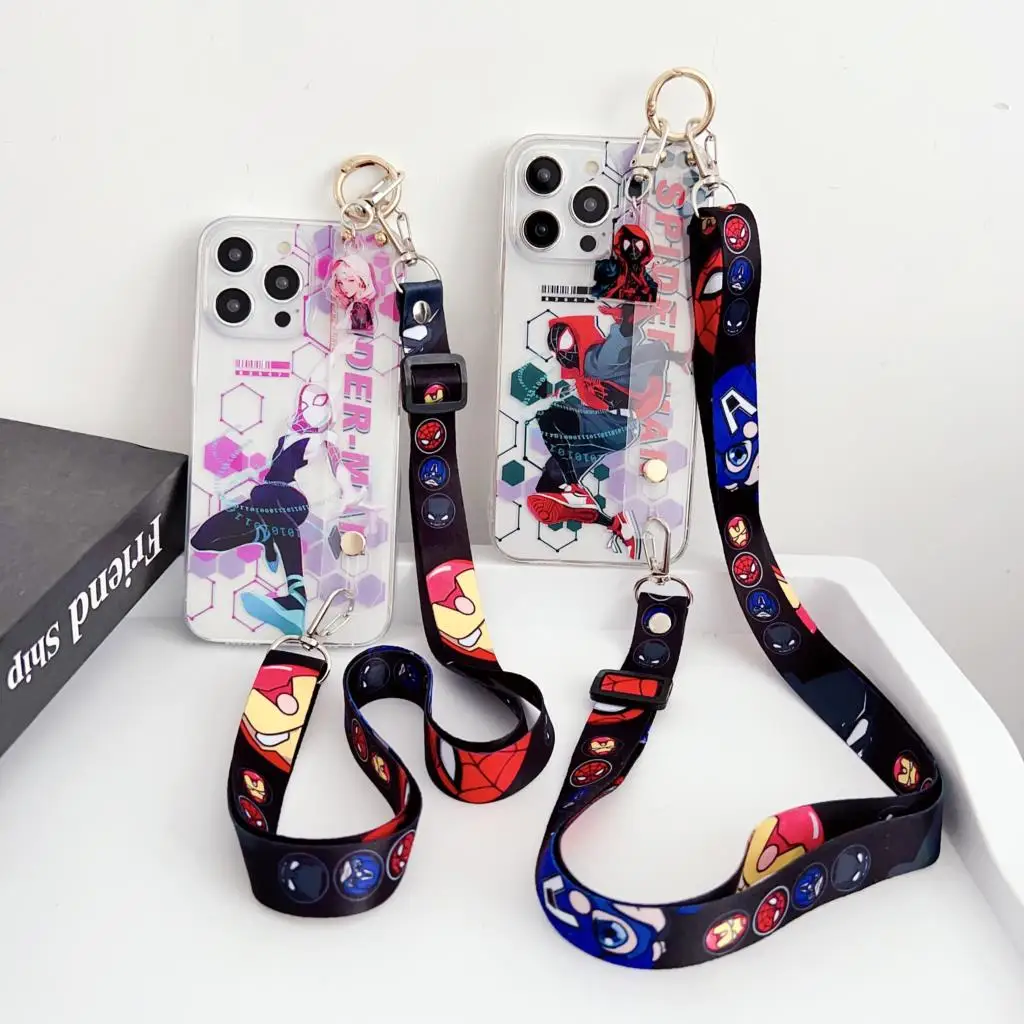 Spider Man Case Wrist Strap Ornament For Xiaomi Redmi 8 9 10 11 A Note 7 8 9 10 11 12 S Pro