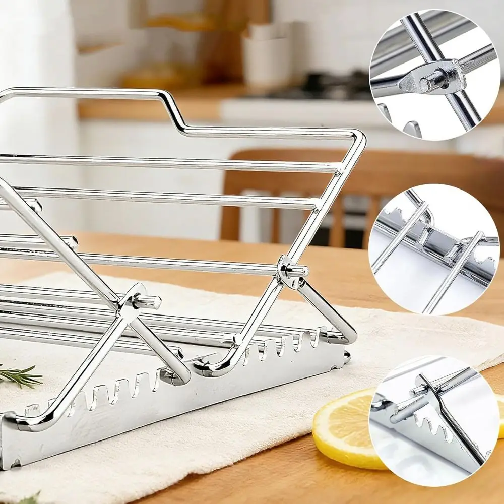 Premium Non-Stick Broiling Rack Stainless Steel Easy Clean Turkey Chicken Rack Versatile Adjustable Roasting Rack Meat