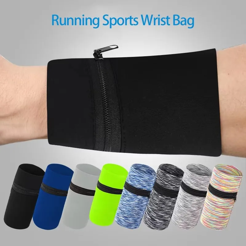 Sports Wrist Bag Outdoor Running Fitness Spring Summer Arm Pocket Breathable Zipper Quick Drying Ice Silk Men Women Wristlet