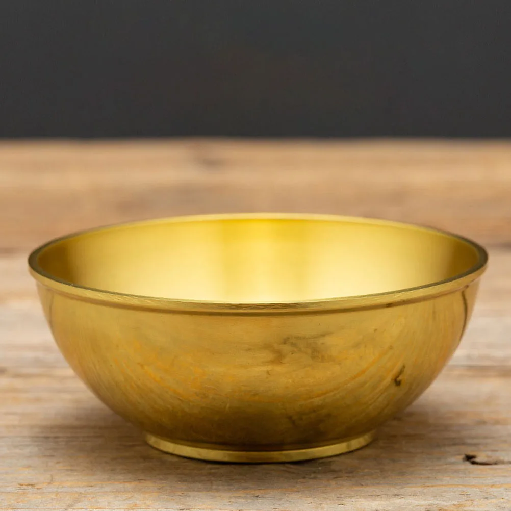 

Brass Holy Water Bowl Pure Copper Tibetan Ritual Vessel Smooth Inner Bowl Bright Color Food Storage