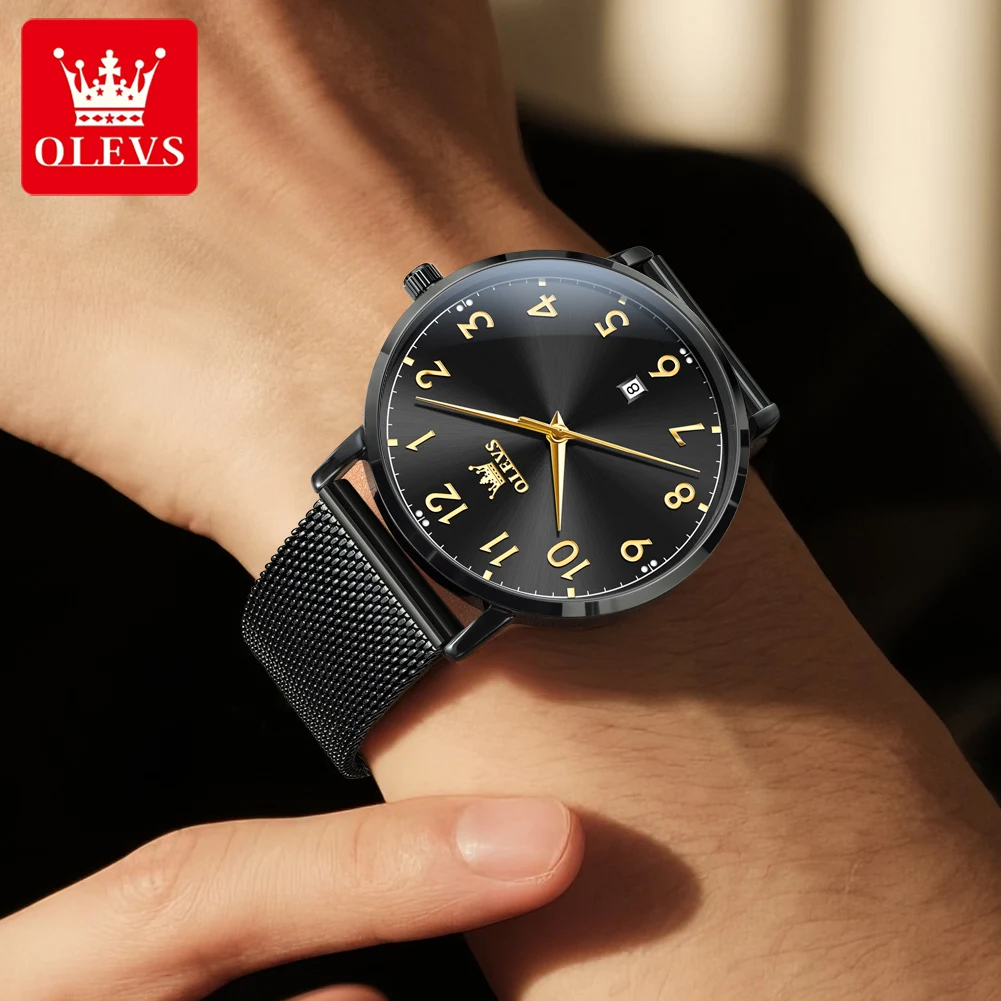 OLEVS 5653 Luxury Brand Men Watch Simple Thin Shell Quartz Men's Watch Classic Scale Digital Business Date Waterproof Men Watch
