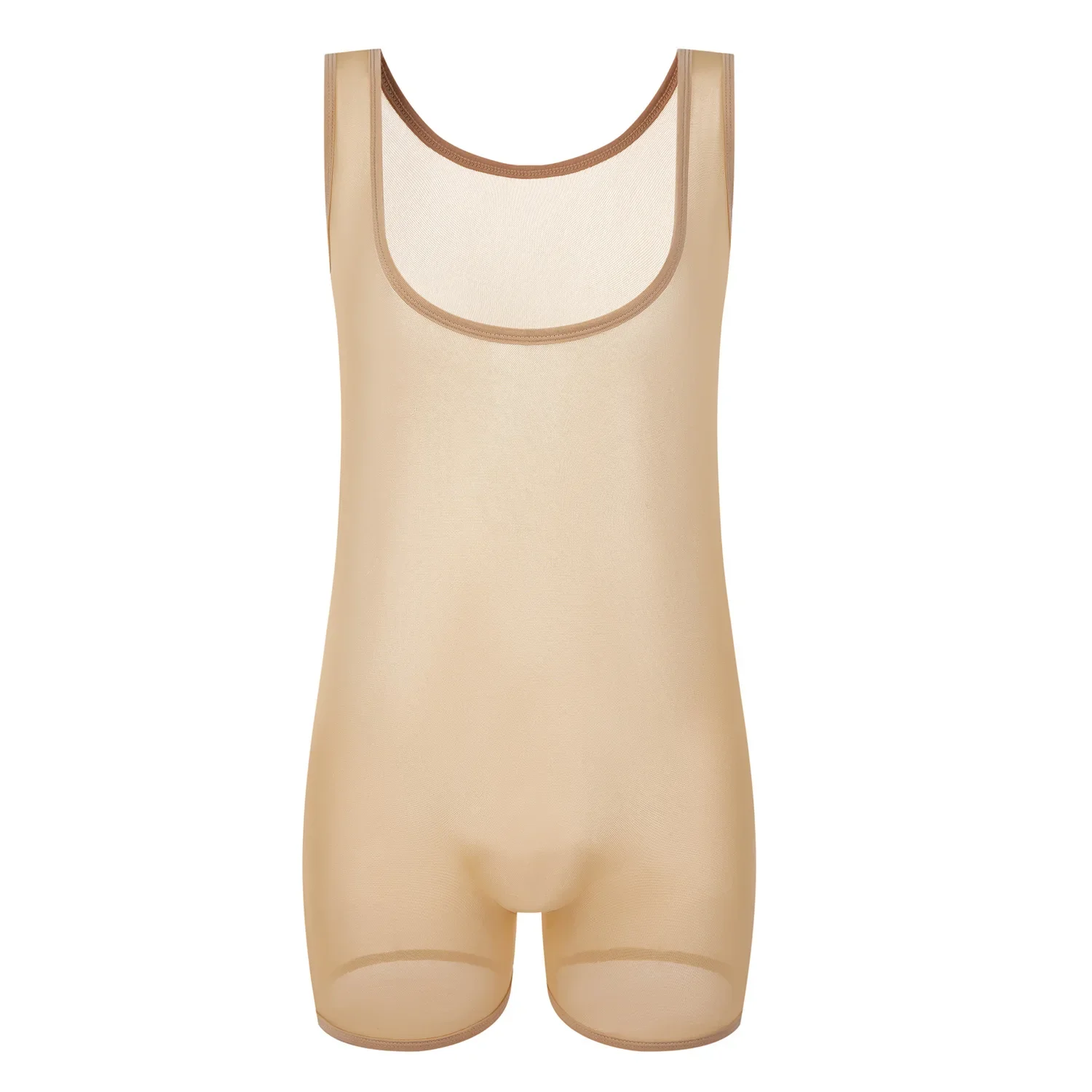 Men Shapewear Underwear Bodysuit Sheer Fabric Sleepwear Nightdress Pajamas Transparent Ultra-thin Mesh Good Breathability Gays