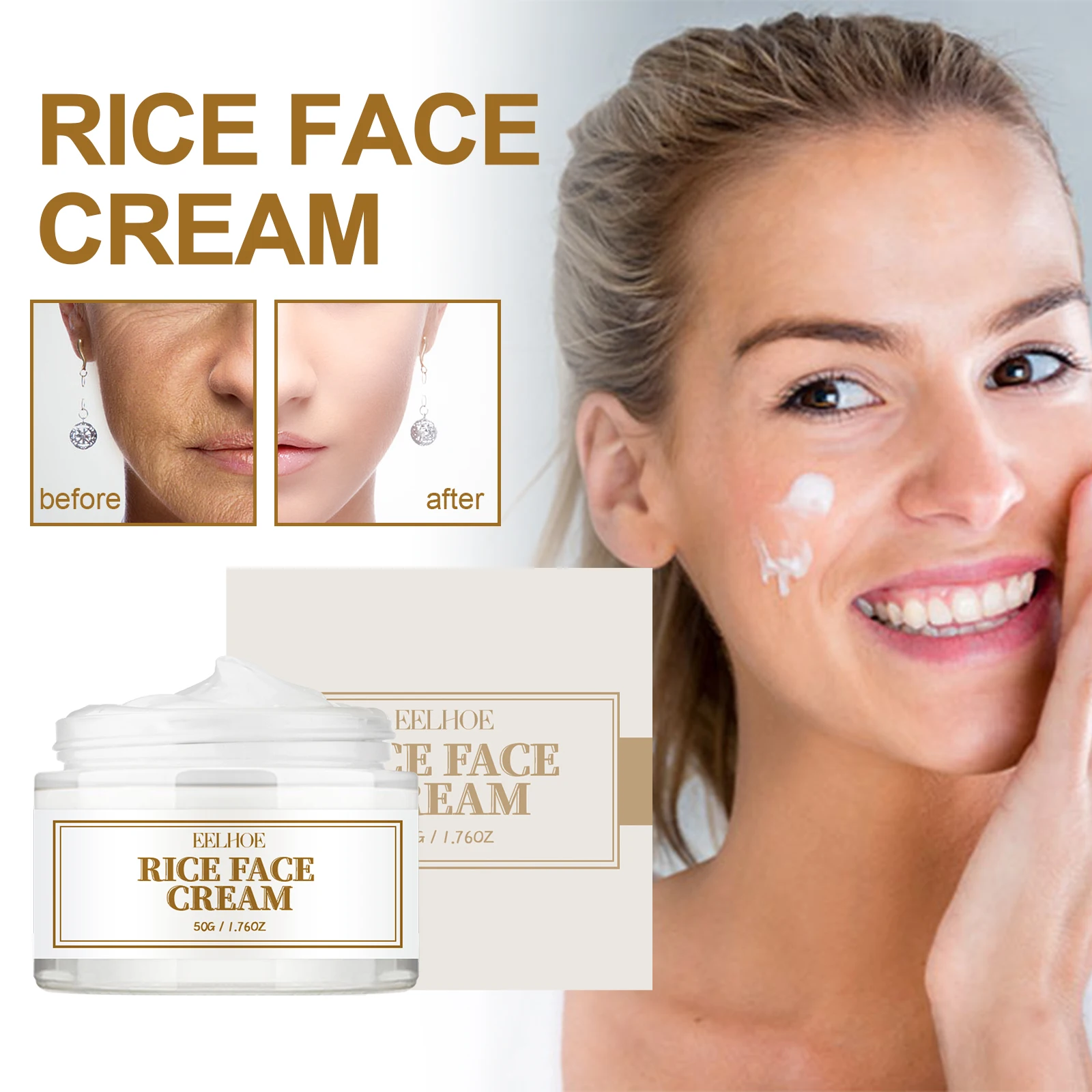 Crema Facial de arroz, blanqueamiento, elimina las manchas oscuras, desvanece las pecas, producto de reparación de melanina, antiarrugas, hidratante, ilumina el cuidado Facial